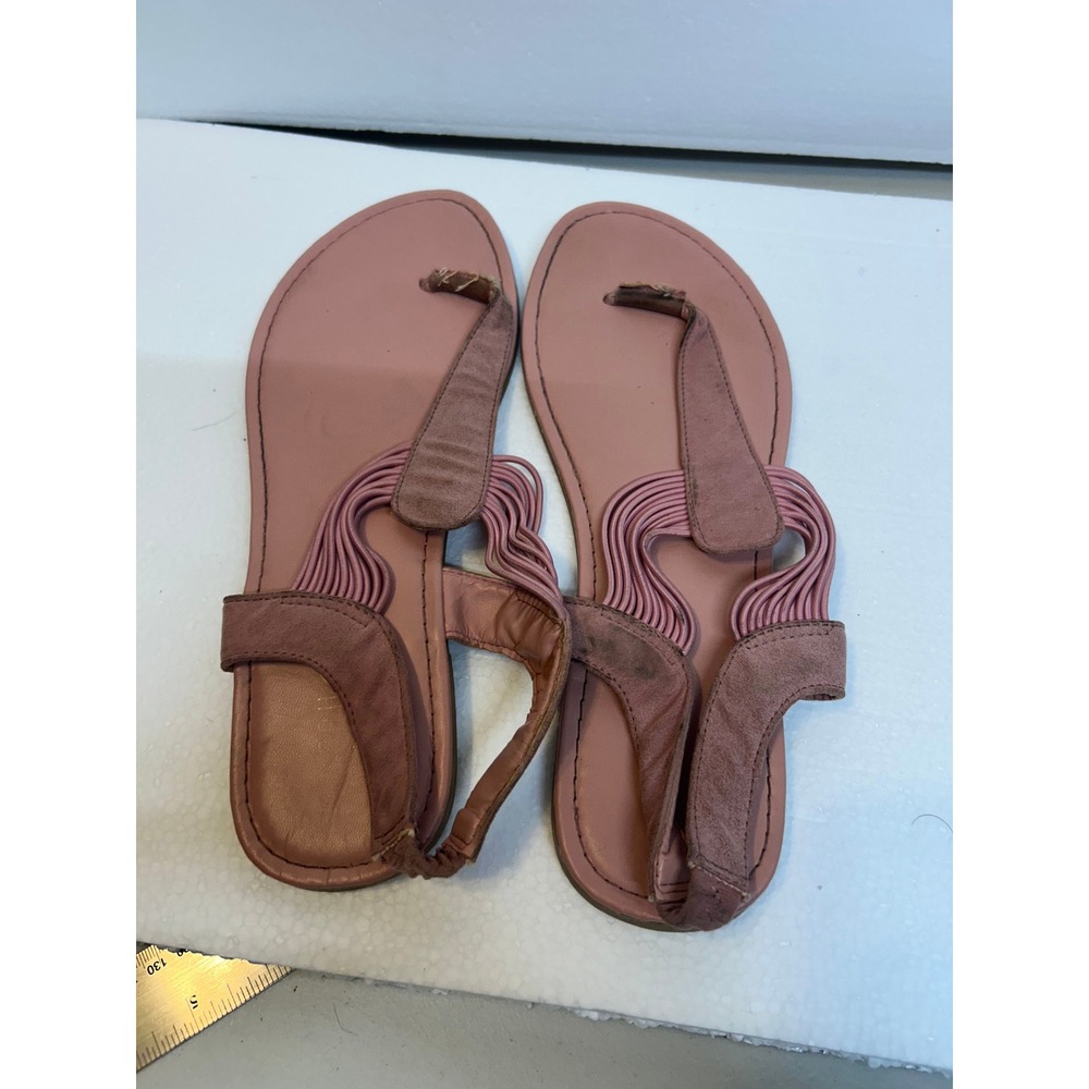 Rouge Helium Womens Strappy Thong Sandals Dusty Rose Pink Flat Slingback Size 42